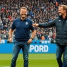 Bjørn Paulsen og fanklubbens humoristiske rollator-banner
